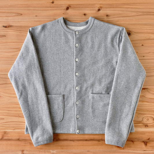 SWEAT CARDIGAN CREW NECK GRAY