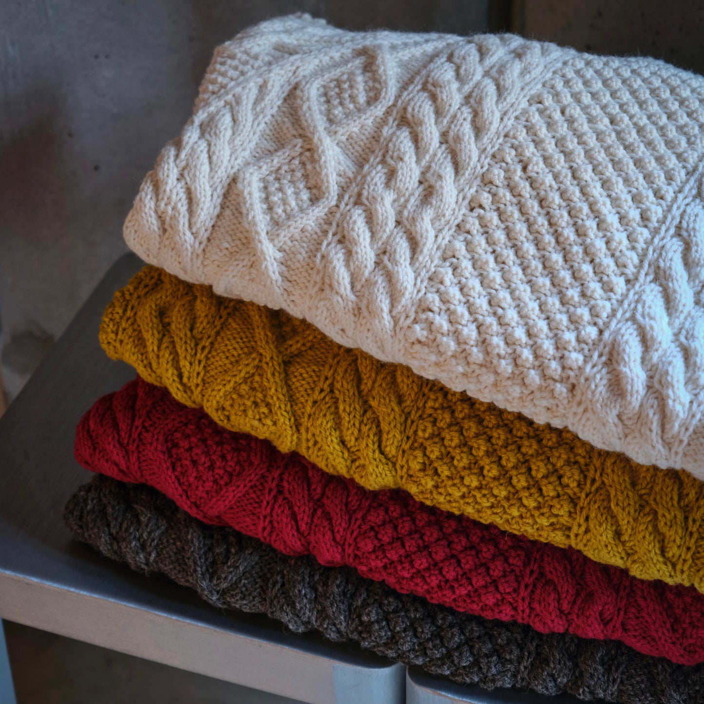 ATHENA DESIGNS for ANATOMICA ARAN SWEATER CREW NECK RED