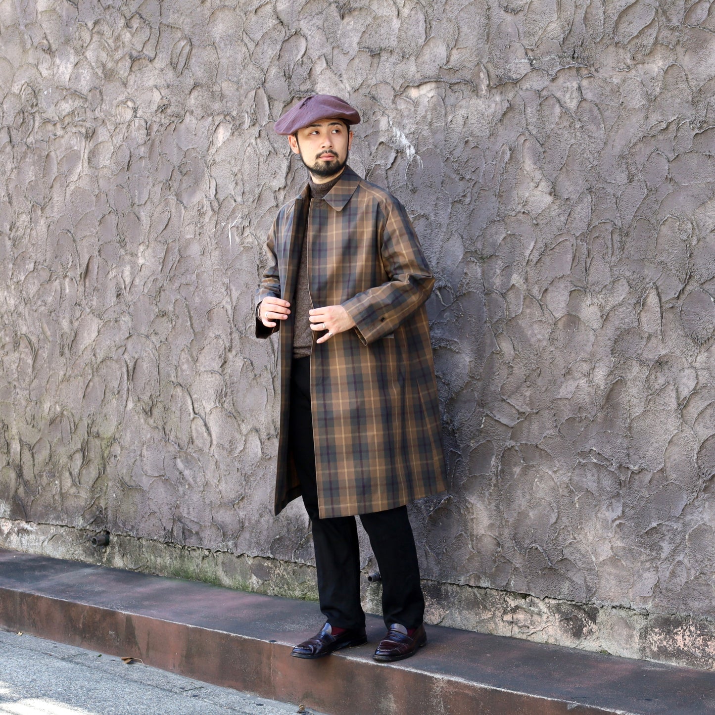 SINGLE RAGLAN COAT Ⅸ COTTON CAMEL CHECK