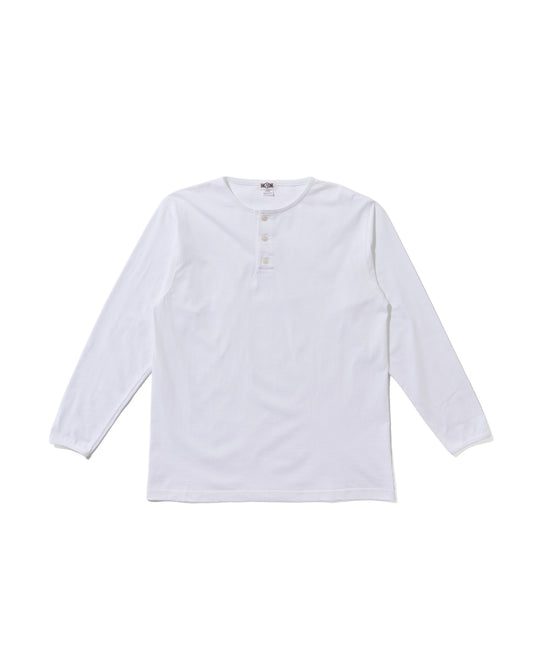 BIG YANK HENLEY NECK TEE L/S WHITE