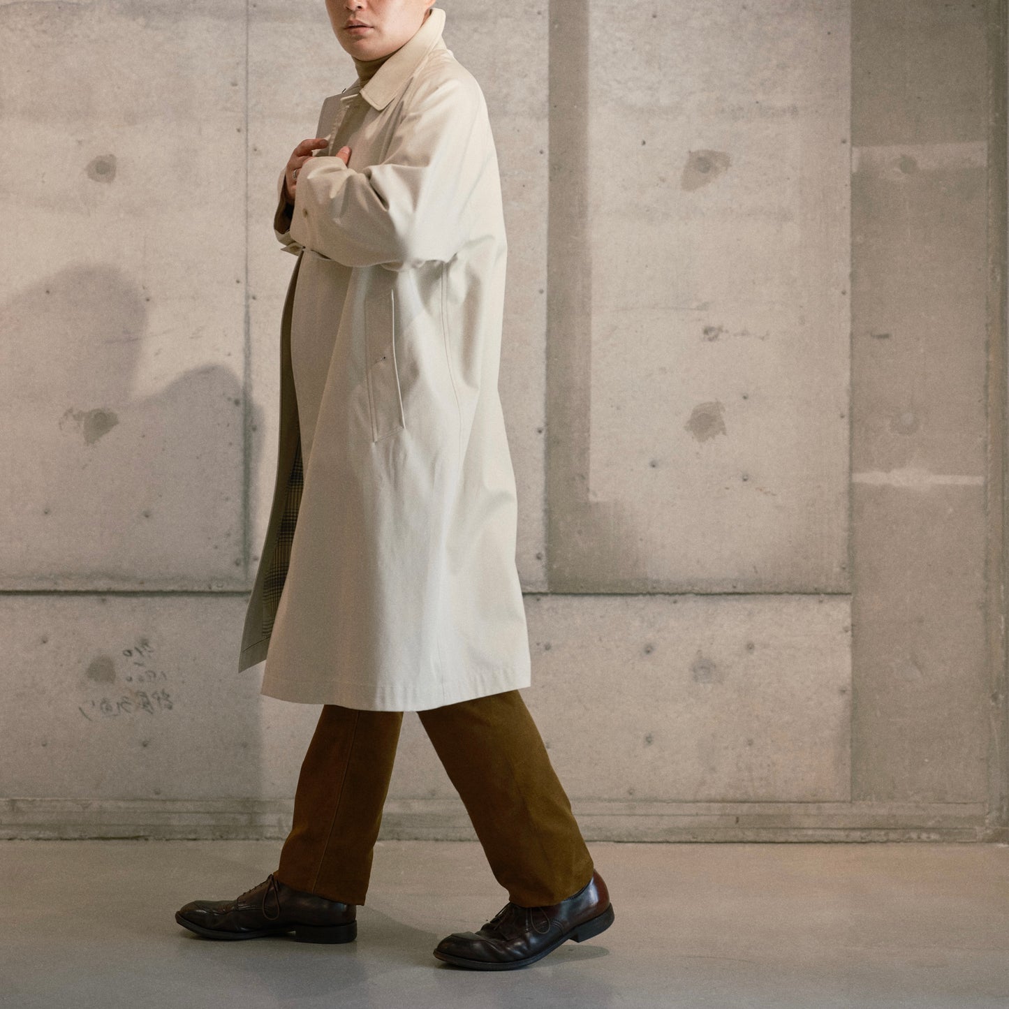 SINGLE RAGLAN COAT GABARDINE OYSTER
