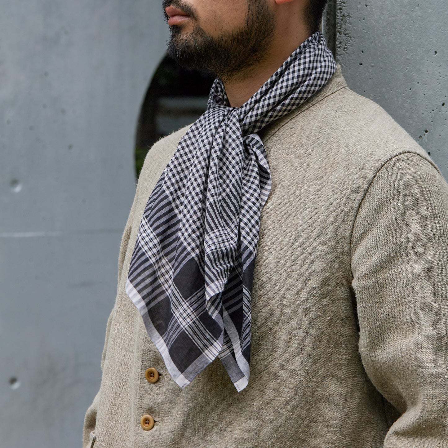 SCARF MADRAS CHECK BLACK