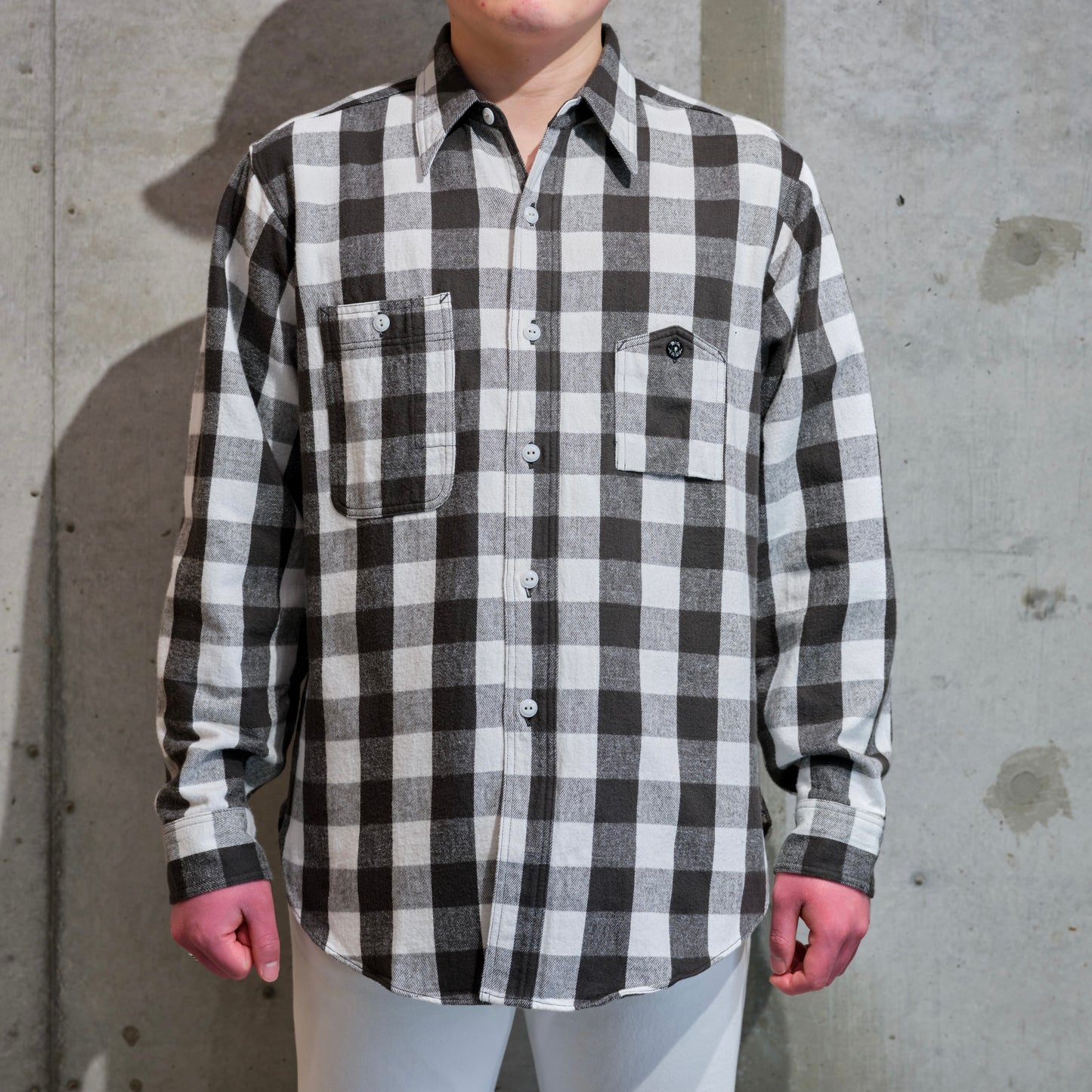 BIG YANK Y1945 SHRITS FLANNEL BROCK CHECK WHITE