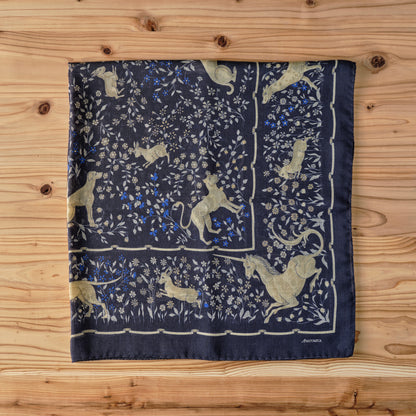 SQUARE SCARF UNICORN NAVY