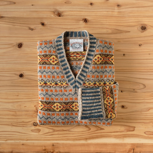 V-NECK FAIR ISLE SWEATER YOUNG PRINCE OF WALES