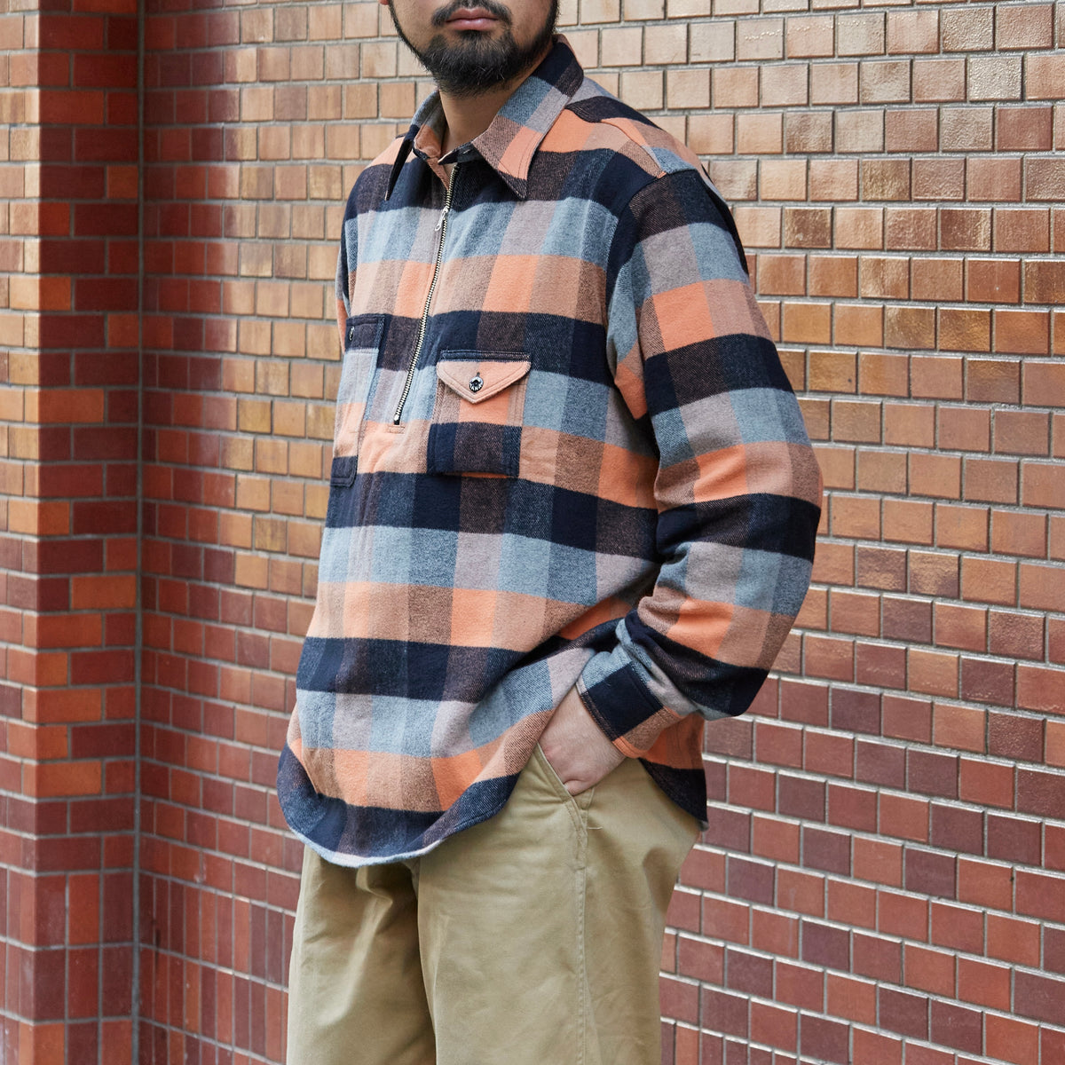 BIG YANK Y1936 HALF-ZIP SHIRTS FLANNEL BROCK CHECK
