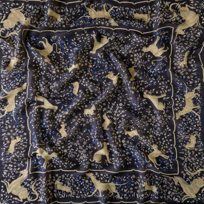 SQUARE SCARF UNICORN NAVY