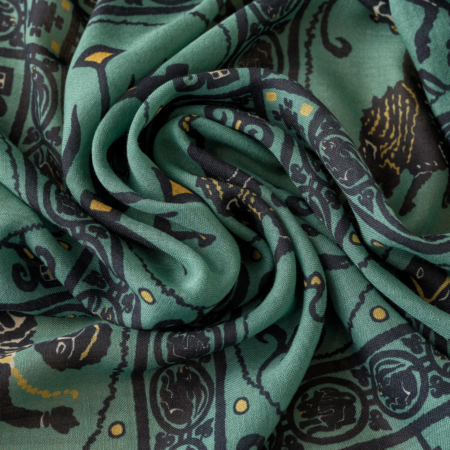 SQUARE SCARF MOSAIC ANIMALS EMERALD
