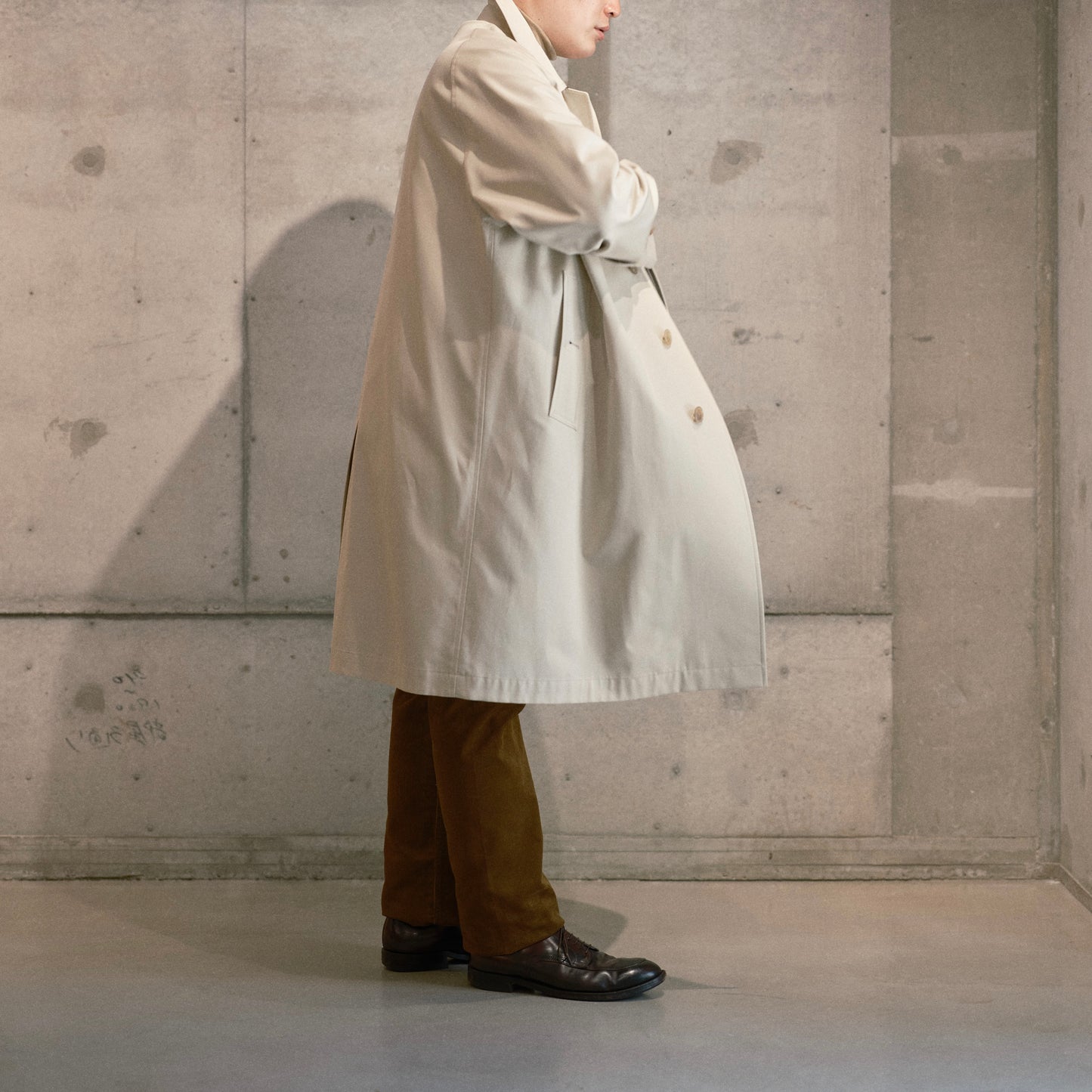 SINGLE RAGLAN COAT GABARDINE OYSTER