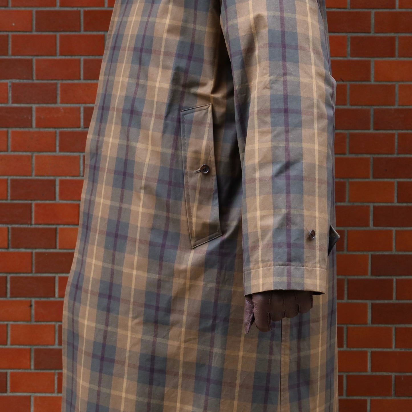 SINGLE RAGLAN COAT Ⅸ COTTON CAMEL CHECK with LINER