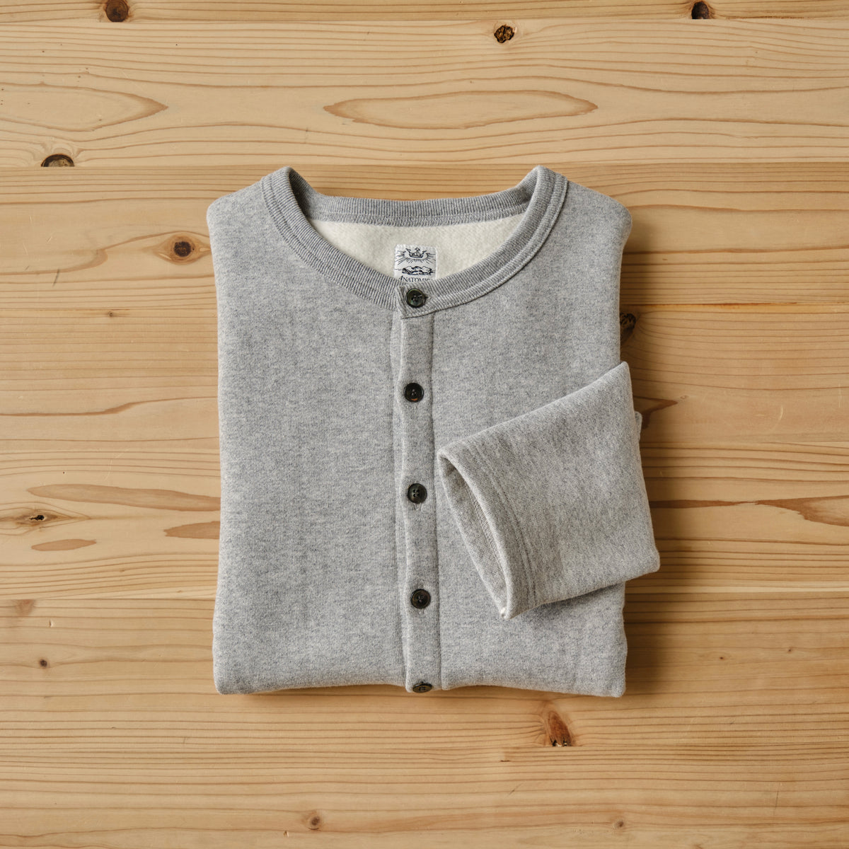 SWEAT CARDIGAN CREW NECK GRAY