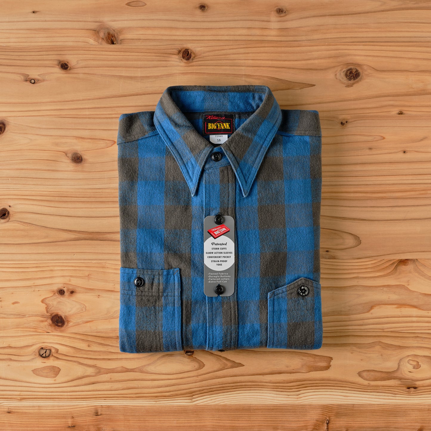 BIG YANK Y1945 SHRITS FLANNEL BROCK CHECK BLUE