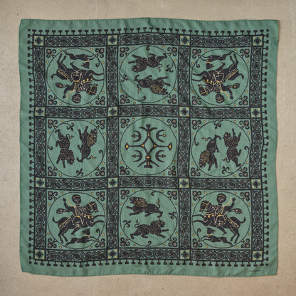 SQUARE SCARF MOSAIC ANIMALS EMERALD
