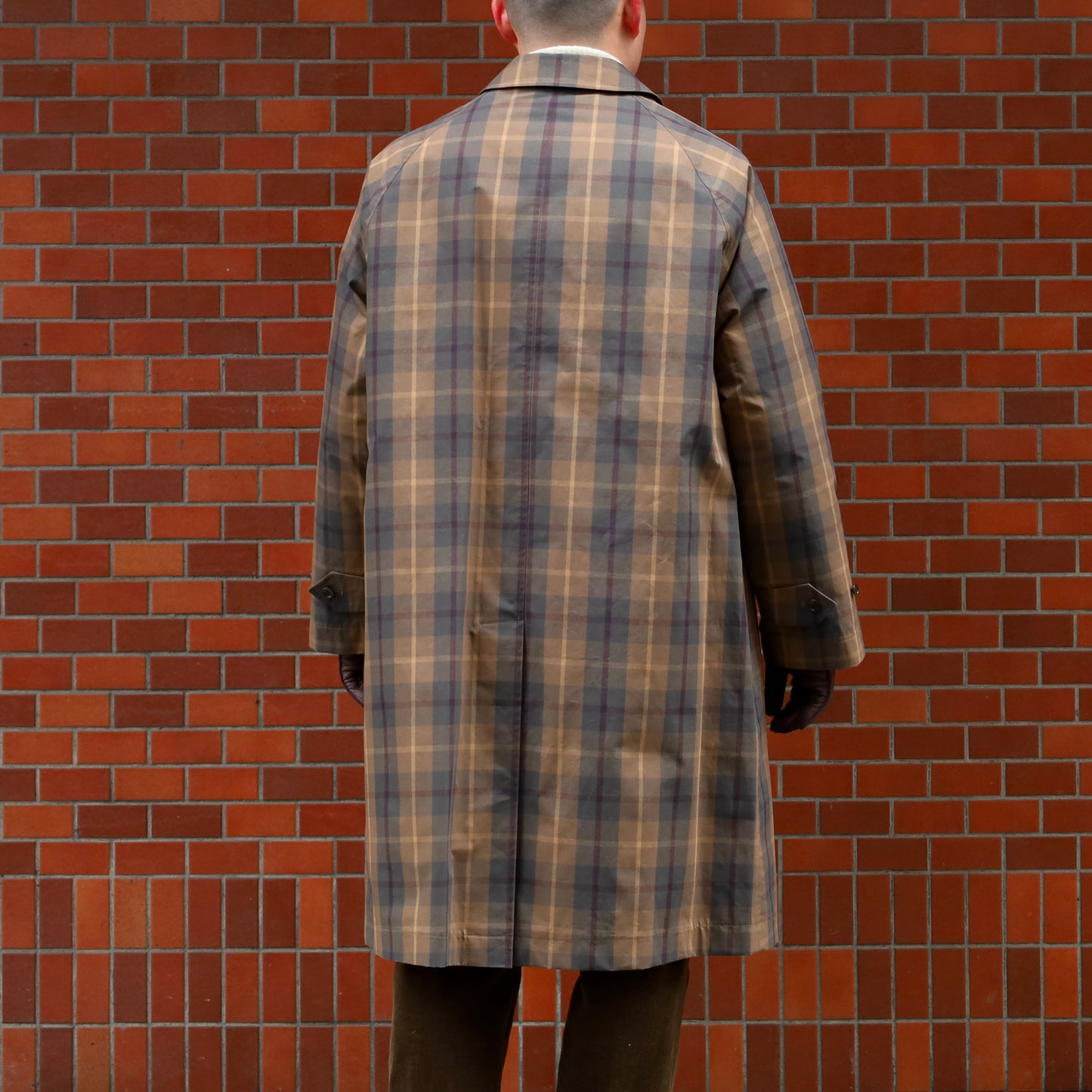 SINGLE RAGLAN COAT Ⅸ COTTON CAMEL CHECK with LINER