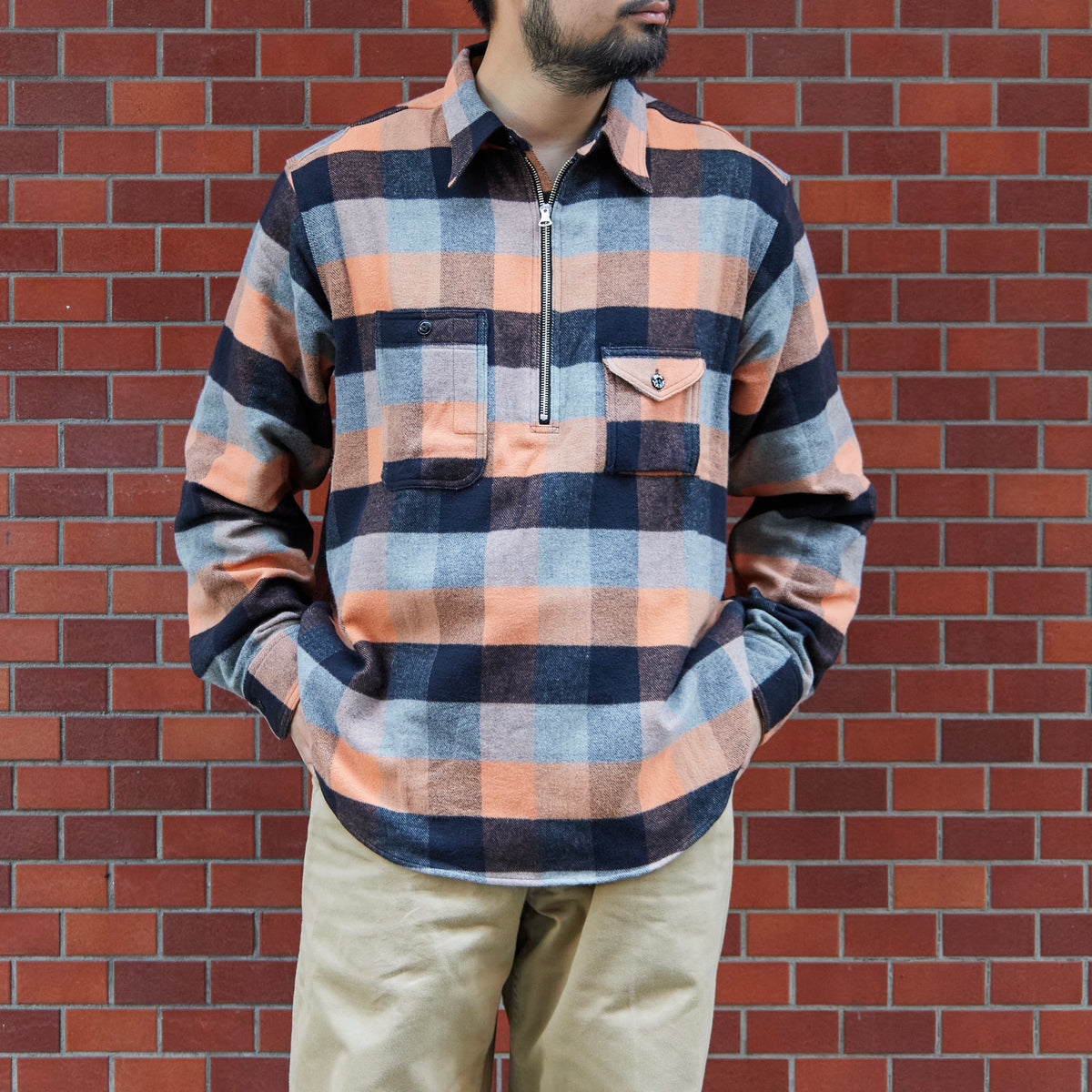 BIG YANK Y1936 HALF-ZIP SHIRTS FLANNEL BROCK CHECK