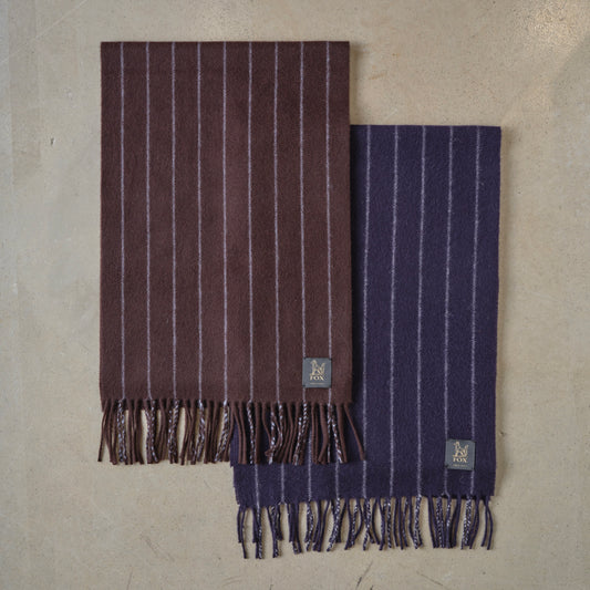 FOX BROTHERS CASHMERE SCARF CHALK STRIPE