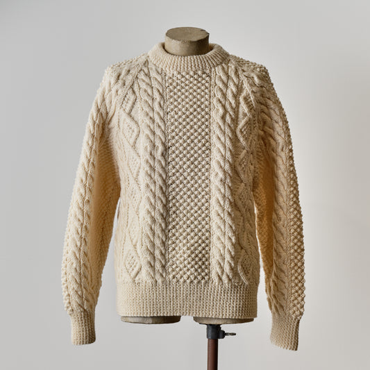 ATHENA DESIGNS for ANATOMICA ARAN SWEATER CREW NECK WHITE