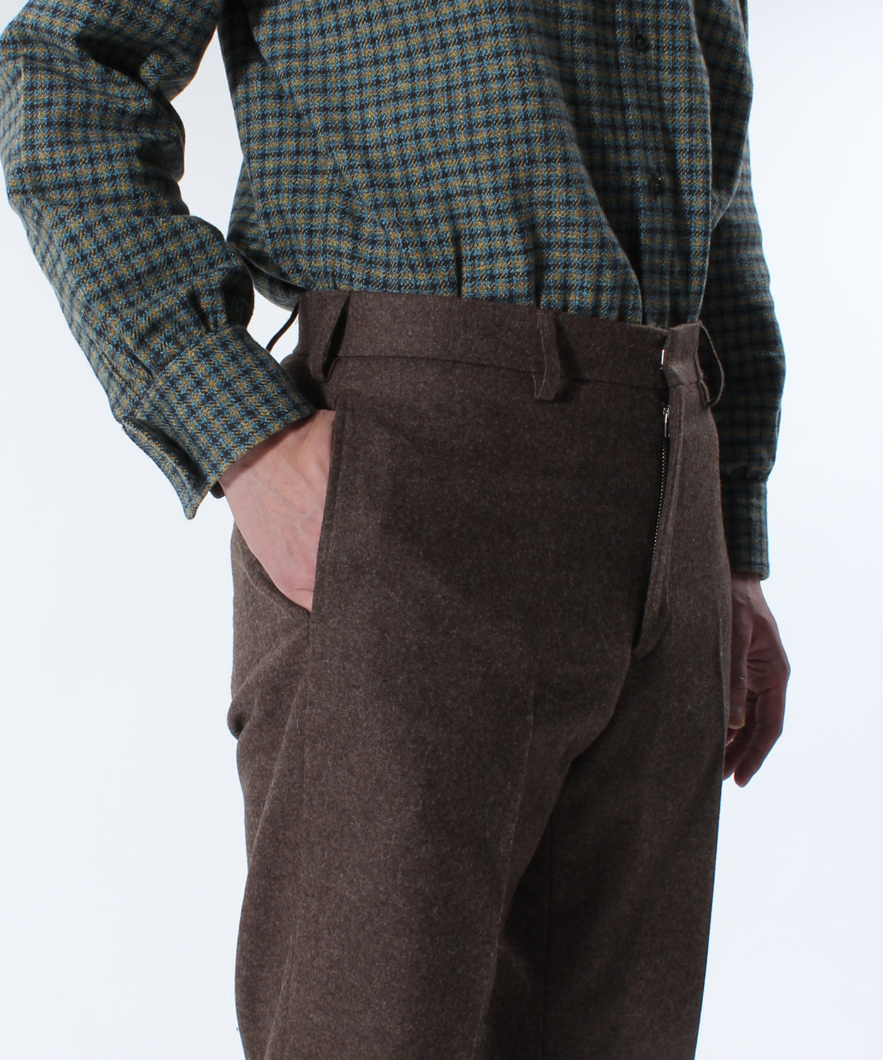 TRIM FIT PANTS Ⅲ WOOL FLANNEL BROWN