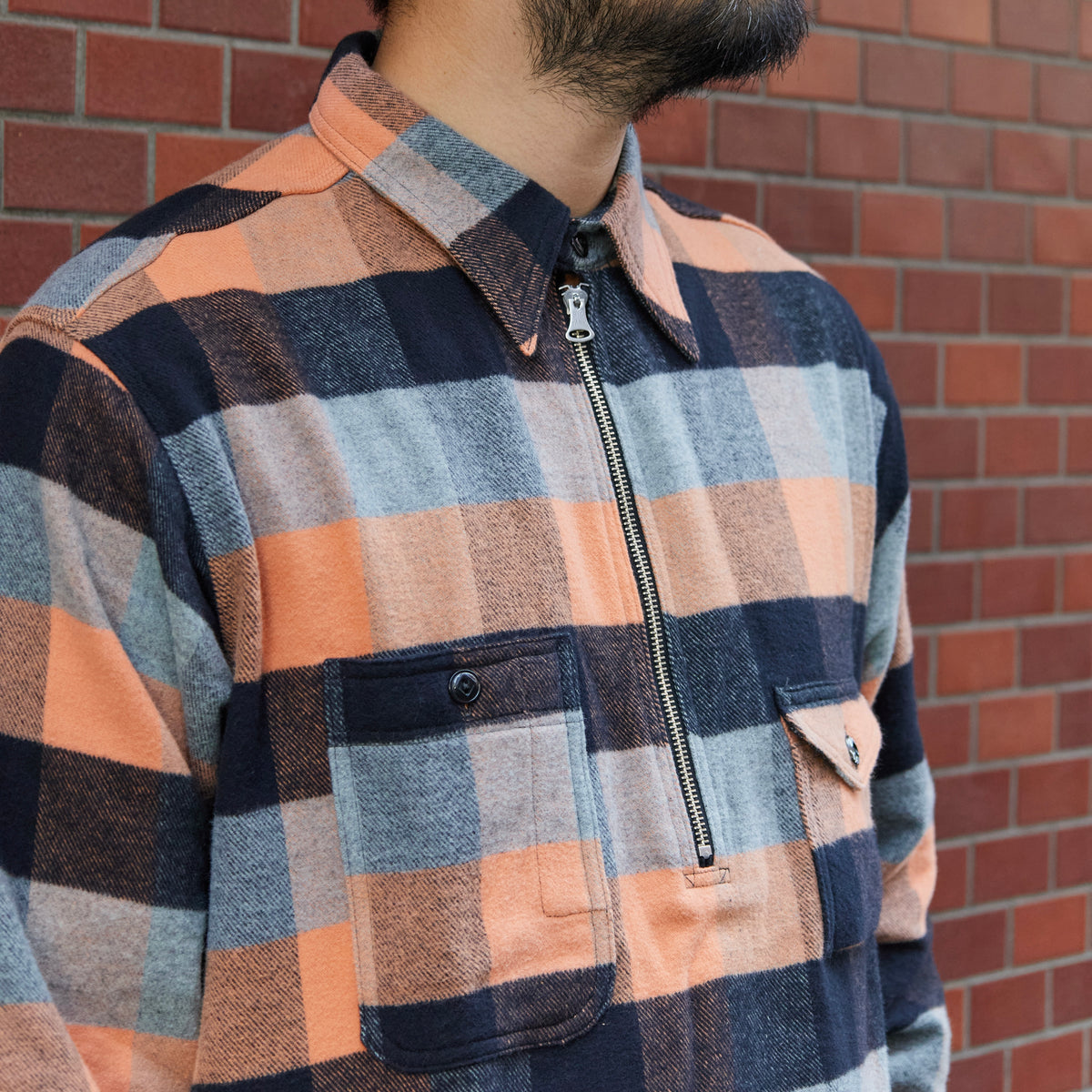 BIG YANK Y1936 HALF-ZIP SHIRTS FLANNEL BROCK CHECK