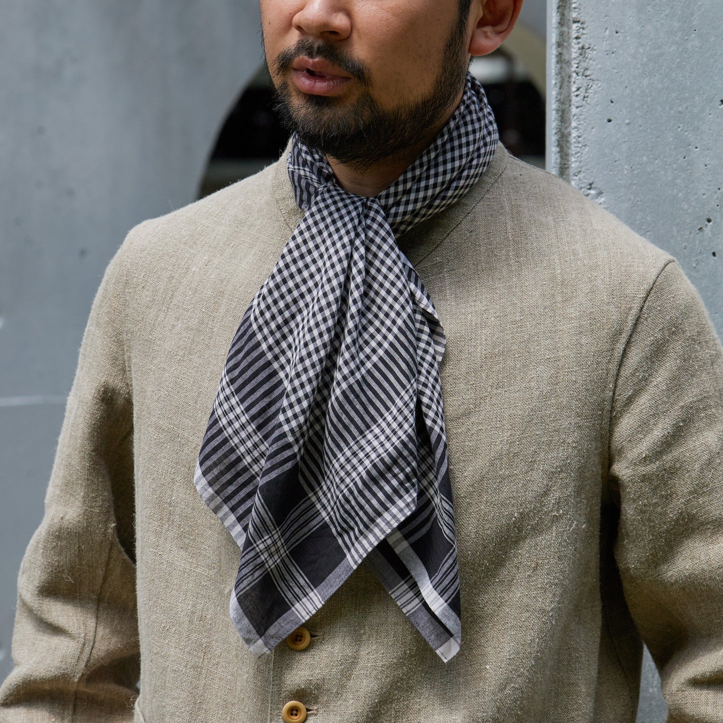 SCARF MADRAS CHECK BLACK