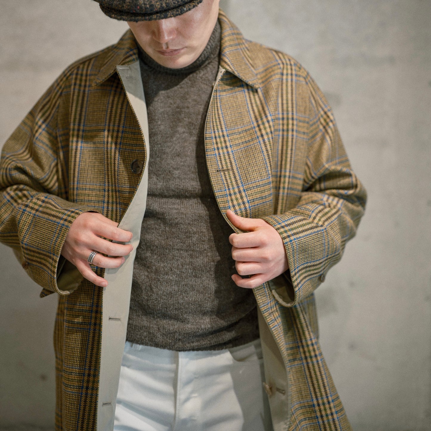 SINGLE RAGLAN COAT Ⅱ REVERSIBLE OVER CHECK BEIGE