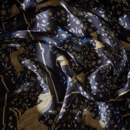 SQUARE SCARF UNICORN NAVY