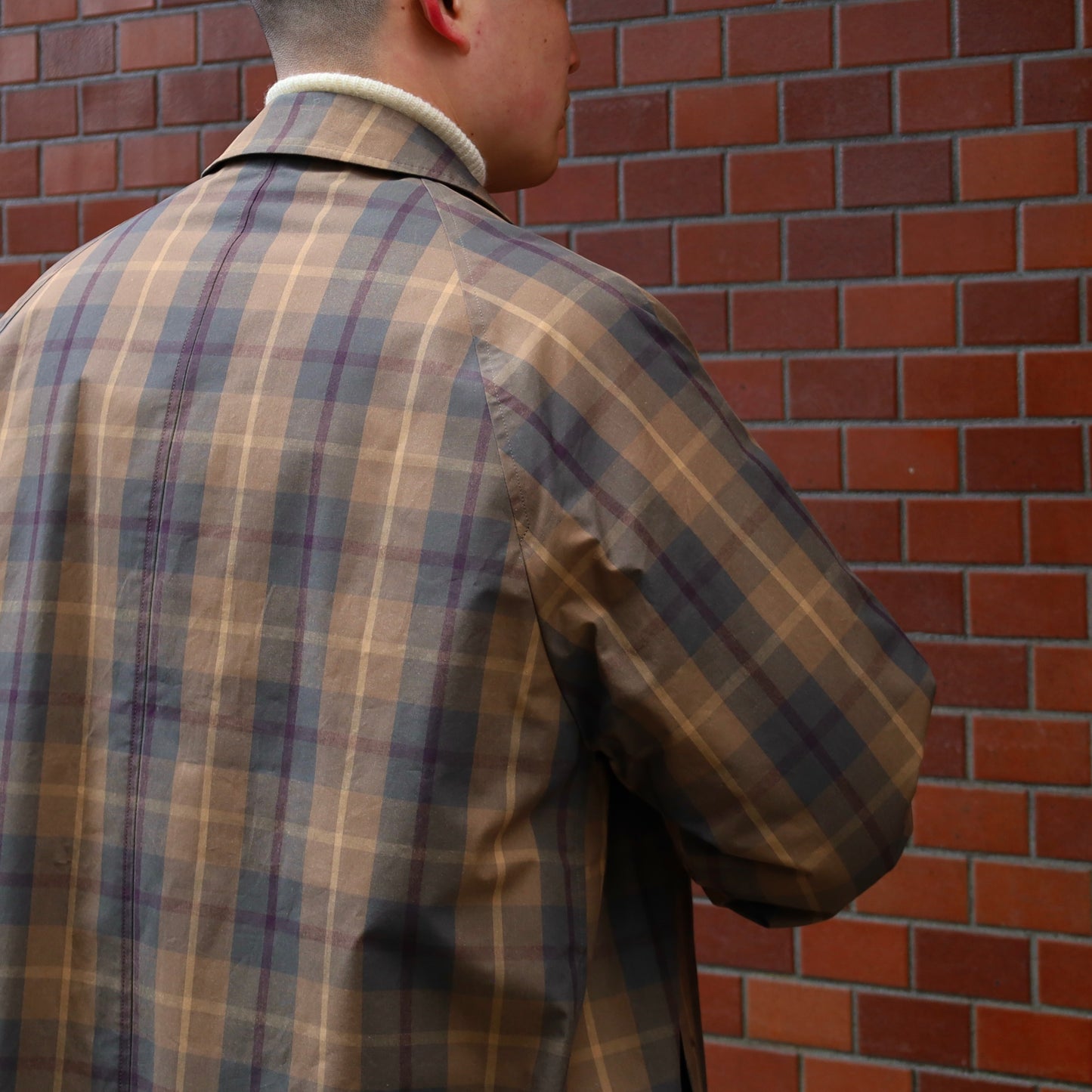 SINGLE RAGLAN COAT Ⅸ COTTON CAMEL CHECK with LINER