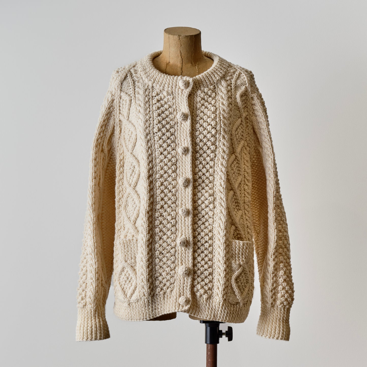 ATHENA DESIGNS for ANATOMICA ARAN CARDIGAN WHITE