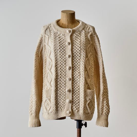 ATHENA DESIGNS for ANATOMICA ARAN CARDIGAN WHITE