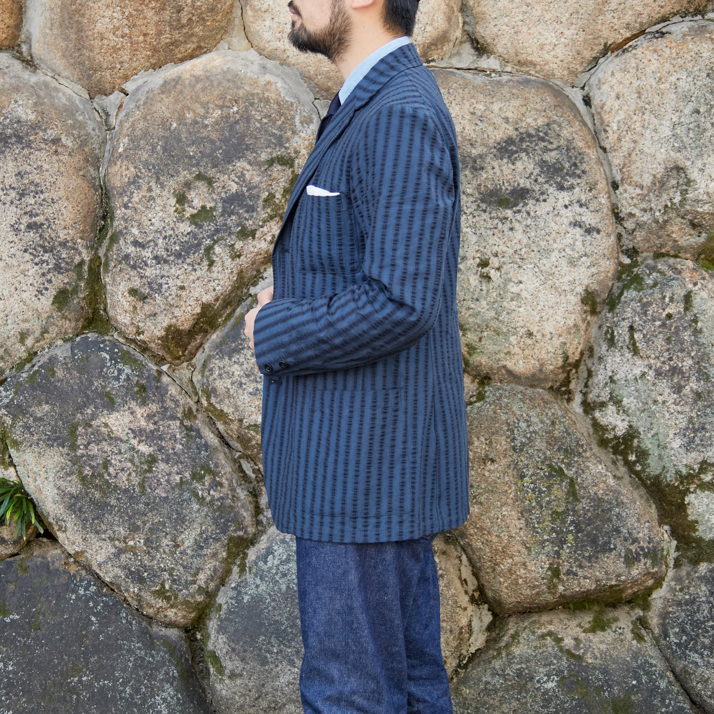 【NAGOYA LIMITED】DIOGENE WIDE SEERSUCKER GREEN STRIPE