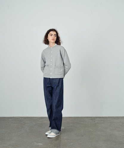 SWEAT CARDIGAN CREW NECK GRAY