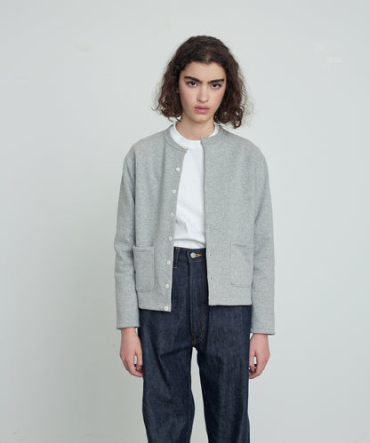 SWEAT CARDIGAN CREW NECK GRAY