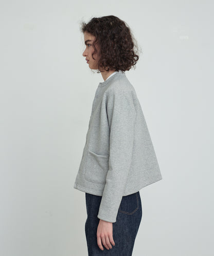 SWEAT CARDIGAN CREW NECK GRAY
