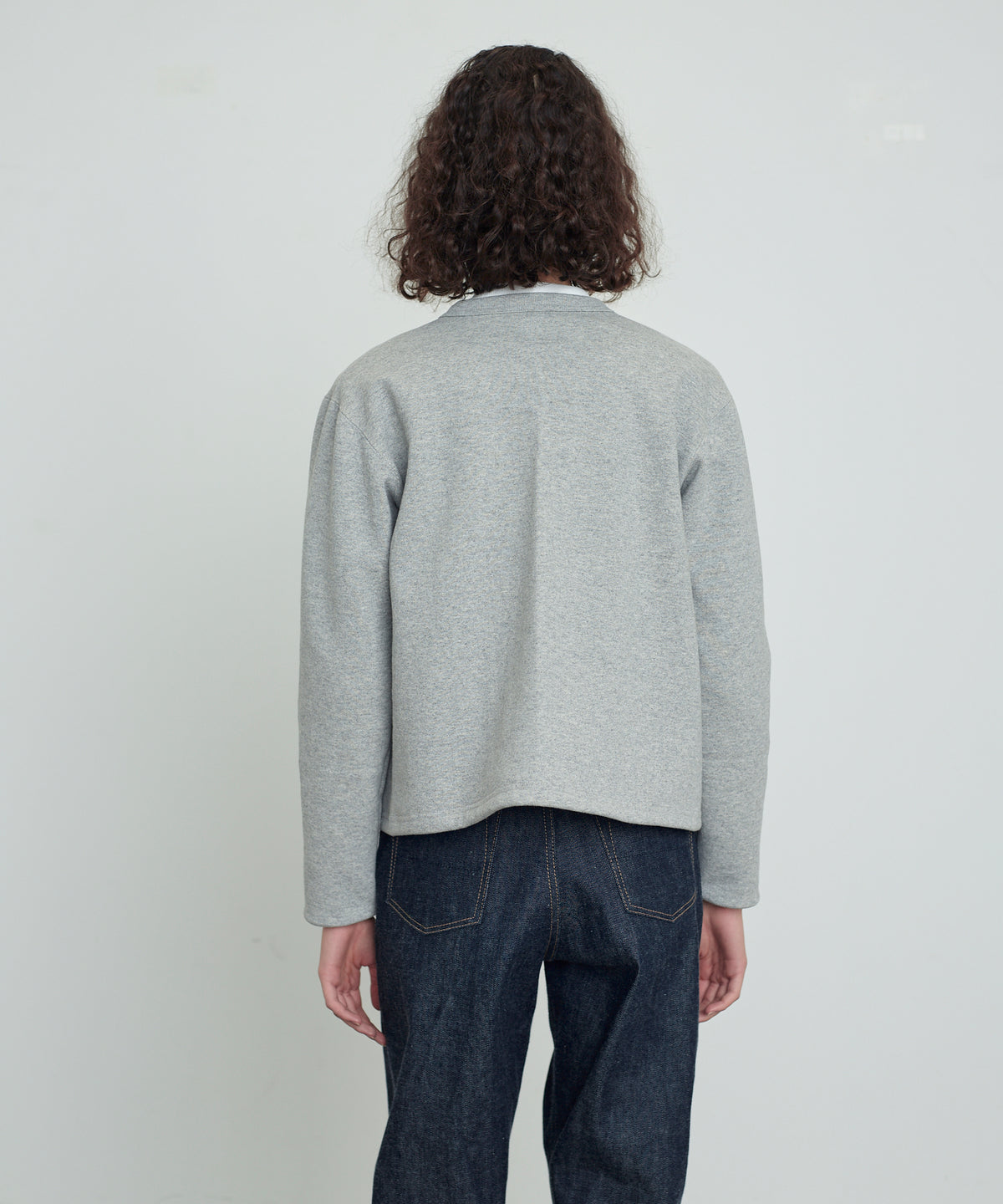 SWEAT CARDIGAN CREW NECK GRAY