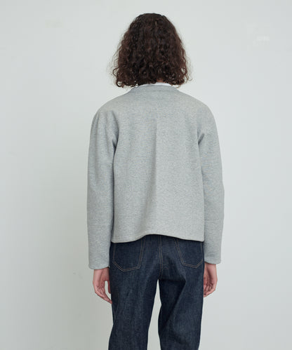SWEAT CARDIGAN CREW NECK GRAY