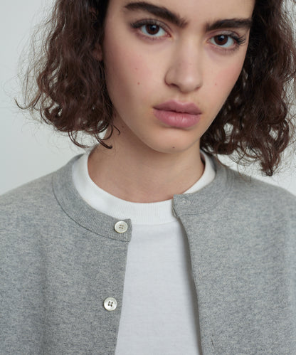 SWEAT CARDIGAN CREW NECK GRAY