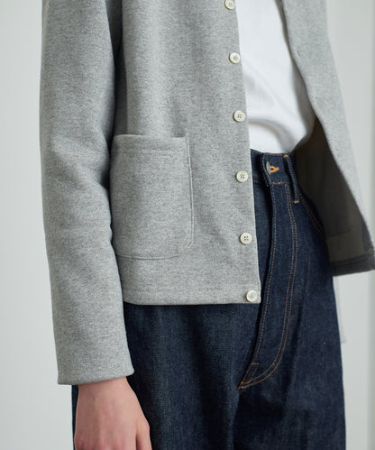SWEAT CARDIGAN CREW NECK GRAY