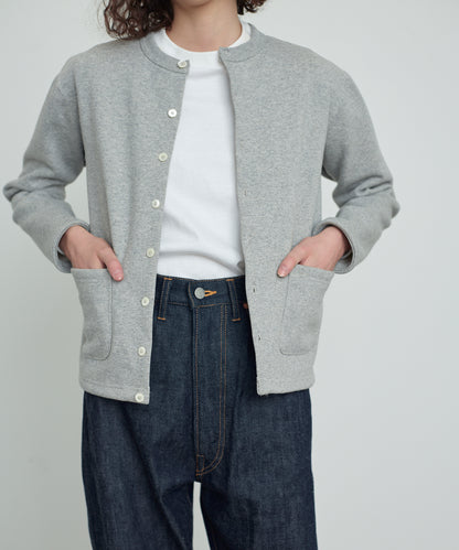 SWEAT CARDIGAN CREW NECK GRAY