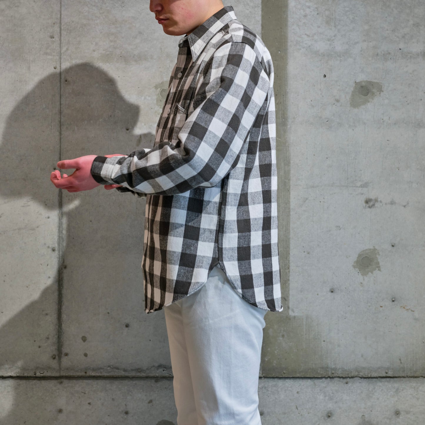 BIG YANK Y1945 SHRITS FLANNEL BROCK CHECK WHITE