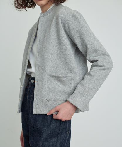 SWEAT CARDIGAN CREW NECK GRAY
