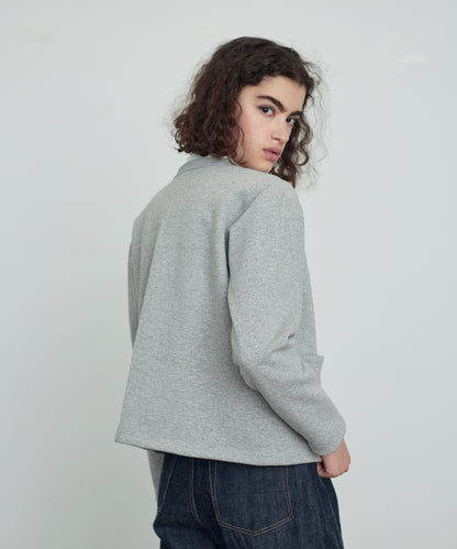 SWEAT CARDIGAN CREW NECK GRAY