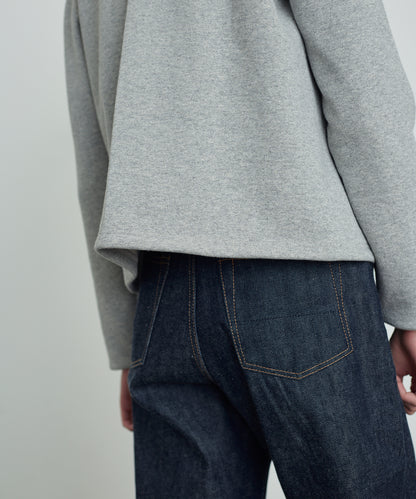 SWEAT CARDIGAN CREW NECK GRAY