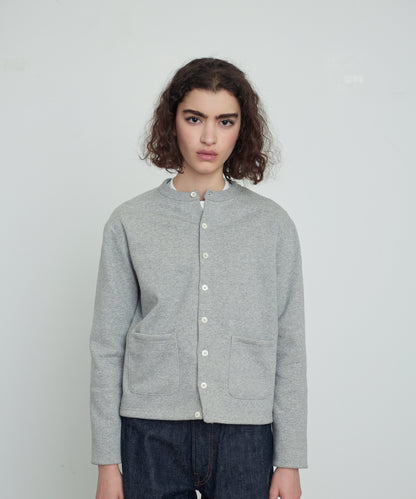 SWEAT CARDIGAN CREW NECK GRAY