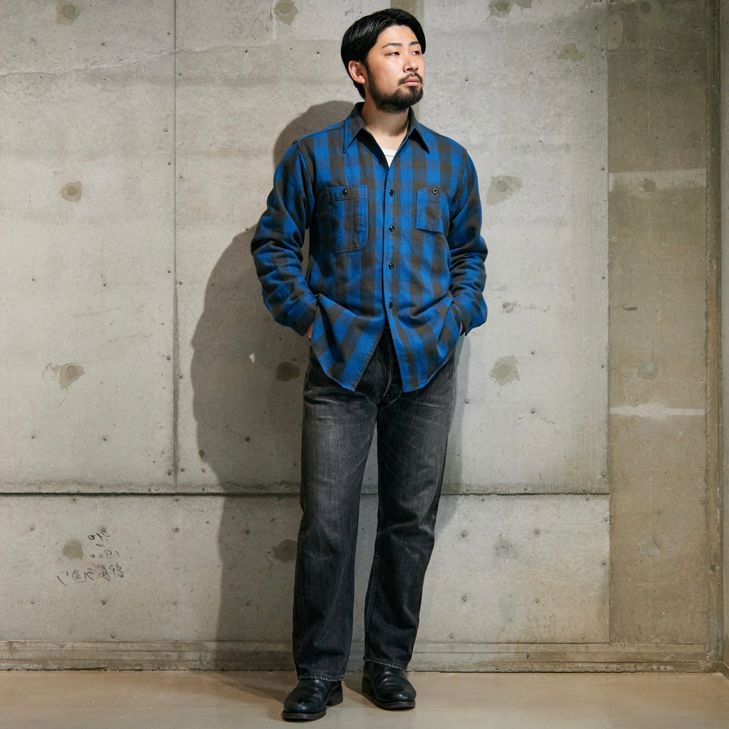 BIG YANK Y1945 SHRITS FLANNEL BROCK CHECK BLUE