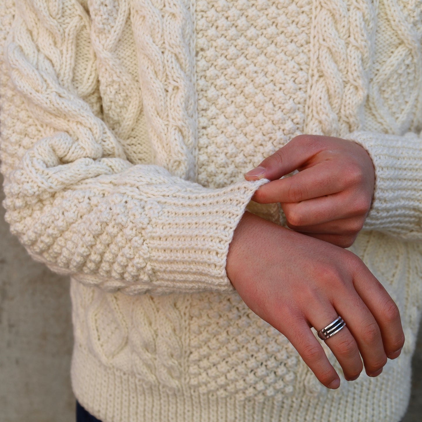 ATHENA DESIGNS for ANATOMICA ARAN SWEATER CREW NECK