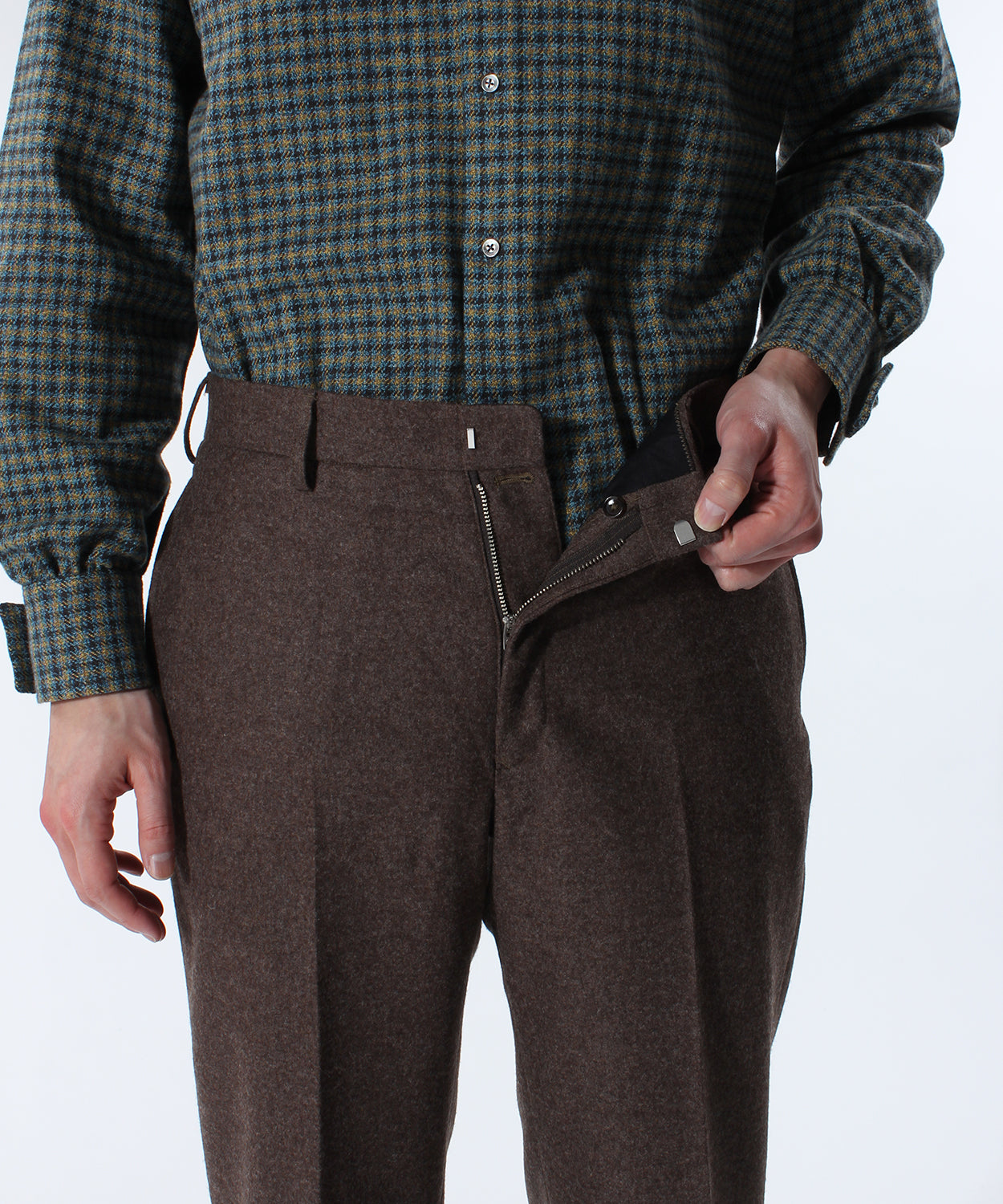 TRIM FIT PANTS Ⅲ WOOL FLANNEL BROWN