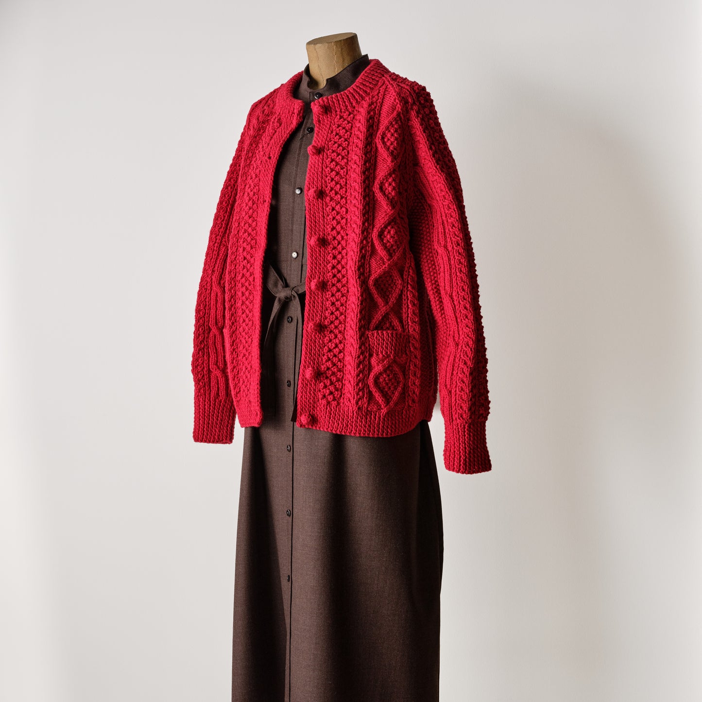 ATHENA DESIGNS for ANATOMICA ARAN CARDIGAN RED