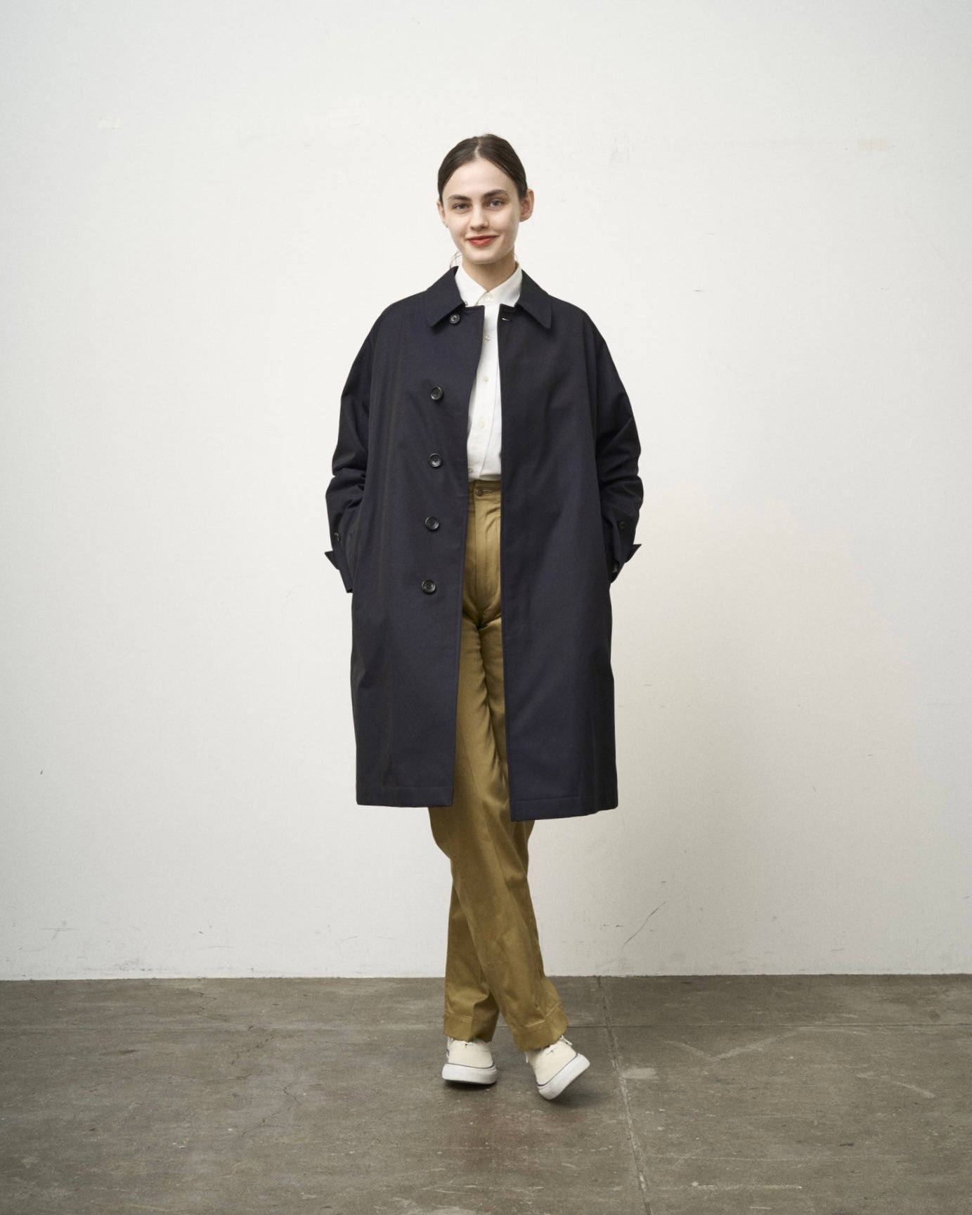 SINGLE RAGLAN COAT GABARDINE NAVY – ANATOMICA NAGOYA