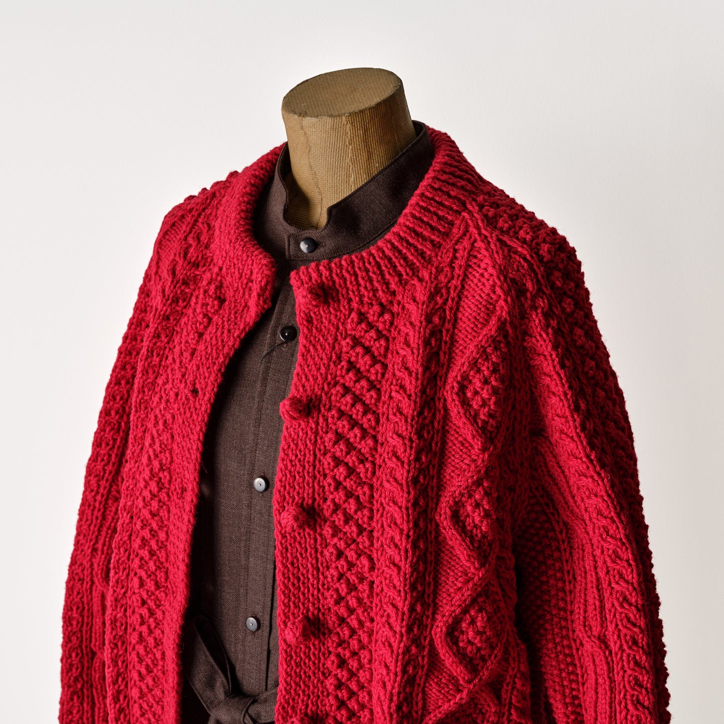 ATHENA DESIGNS for ANATOMICA ARAN CARDIGAN RED