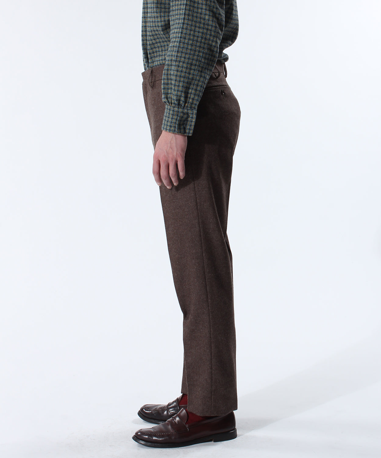 TRIM FIT PANTS Ⅲ WOOL FLANNEL BROWN